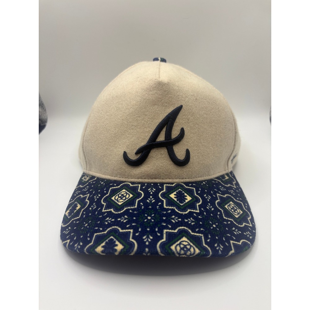 47 Brand Atlanta Braves MLB Snapback Hat Tan Wool Navy Paisley Corduroy OSFA